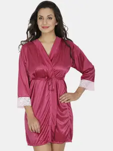 Klamotten Women Rose Pink Satin Robe