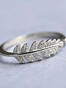 UNIVERSITY TRENDZ Women Silver-Plated White CZ-Studded Finger Ring
