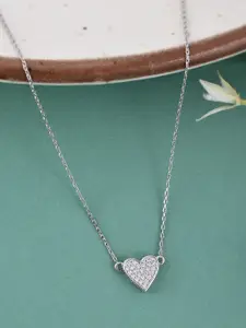 Studio Voylla 925 Sterling Silver American Diamond CZ Tiny Heart Pendant