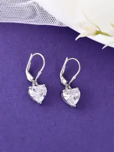 Studio Voylla Silver-Toned Rhodium Plated Contemporary Drop Earrings
