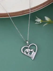 Studio Voylla 925 Sterling Silver American Diamond Heart Pendant