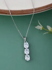 Studio Voylla 925 Sterling Silver American Diamond CZ Pendant Necklace
