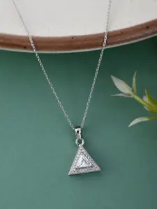 Studio Voylla 925 Sterling Silver American Diamond CZ Exquisite Pyramid Pendant