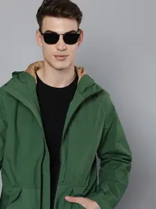 Levis Men Green Solid Casual Hooded Tailored Jacket