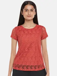 Honey by Pantaloons Rust Lace Top