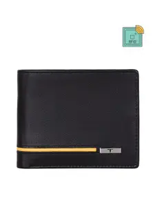 URBAN FOREST Men Black Leather RFID Two Fold Wallet