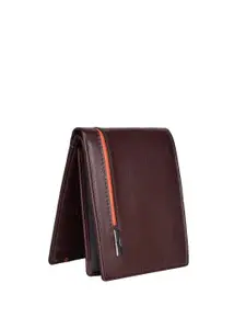 URBAN FOREST Men Brown Leather Two Fold Wallet