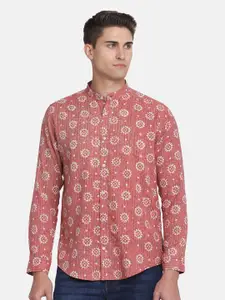 JJAAGG T Men Coral Printed Cotton Casual Shirt