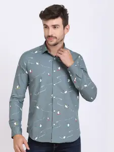 JJAAGG T Men Green Classic Printed Cotton Casual Shirt