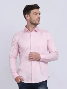 JJAAGG T Men Pink Classic Cotton Satin Formal Shirt