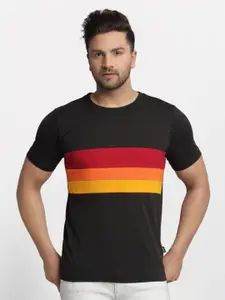Rigo Men Black & Red Colourblocked Slim Fit T-shirt