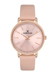 Daniel Klein Women Rose Gold-Toned Dial & Pink Leather Straps Analogue Watch DK 1 13046-5