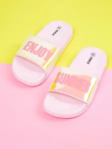 max Girls Pink Printed Sliders