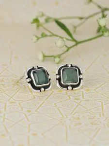 GIVA 925 Sterling Silver Rhodium Plated Squared Stone Studs