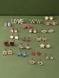 Zaveri Pearls Set Of 20 Multicolor Dazzling Casual Wear Studs Earrings