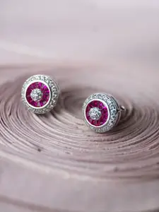 MANNASH Mannash Vibrant Pinwheel Color Stone Statement Silver Stud Earrings