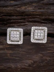 Kushal's Fashion Jewellery Kushal's Rhodium Plated White Earring With Sparkling Cubic Zirconia