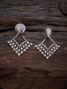 Kushal's Fashion Jewellery Kushal's Fashion Jewellery White Geometric Rhodium-Plated Studs Earrings