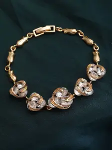 PANASH Women Gold-Plated & Silver-Toned Brass American Diamond Charm Bracelet