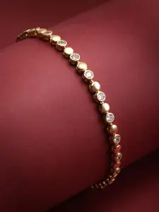 PANASH Women Gold-Plated & White Brass AD Stone-Studded Bracelet