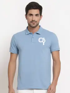 Club York Men Blue Polo Collar T-shirt