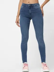 ONLY Blue Skinny Fit High-Rise Light Fade Jeans