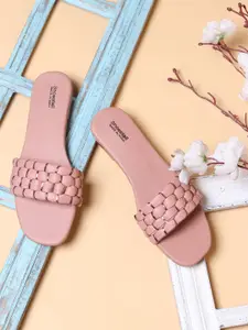 Shoestail Women Peach-Coloured Open Toe Flats