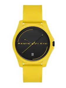 Daniel Klein Men Black Dial & Yellow Straps Analogue Watch