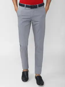 Van Heusen Sport Men Grey Self Design Slim Fit Trousers