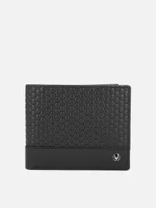 Allen Solly Men Black Textured Leather Two Fold Wallet