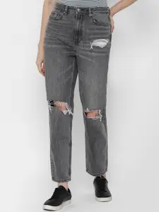 AMERICAN EAGLE OUTFITTERS Women Grey Slim Fit Mildly Distressed Heavy Fade Jeans