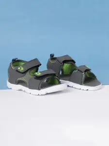 max Boys Grey & Green PU Comfort Sandals