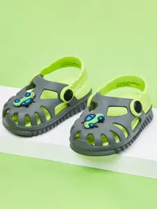 max Boys Grey & Green Clogs Sandals