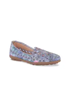 FABBMATE Women Blue Party Ballerinas with Embroidered Flats
