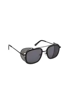 Scavin Men Grey Lens & Black Square Sunglasses with UV Protected Lens
