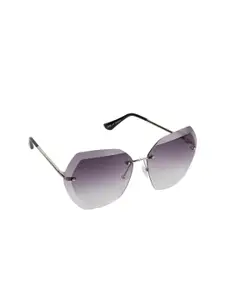 Scavin Women Grey Lens & Silver-Toned Sunglasses with UV Protected Lens-S628 SIL GRD SMK