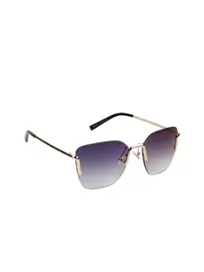 Scavin Women Mirrored Lens & Gold-Toned Square Sunglasses with UV Protected Lens