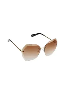 Scavin Women Brown Lens & Gold-Toned Butterfly Sunglasses with UV Protected Lens
