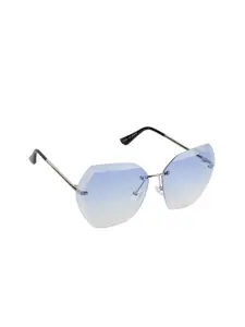 Scavin Women Blue Lens & Silver-Toned Sunglasses with UV Protected Lens-S628 SIL BLUWHT