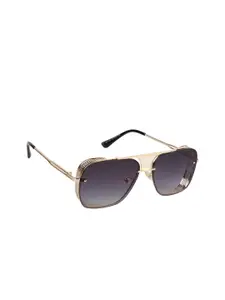 Scavin Scavin Men Grey Lens & Gold-Toned Square Sunglasses with UV Protected Lens