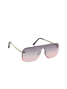 Scavin Men Pink Lens & Gold-Toned Oversized Sunglasses with UV Protected Lens