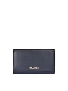 Belwaba Women Black PU Two Fold Wallet