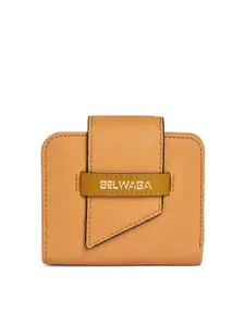 Belwaba Women Mustard Textured PU Two Fold Wallet