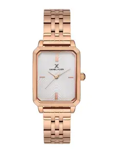 Daniel Klein Women Pink Embellished Dial & Rose Gold Toned Stainless Steel Bracelet Style Straps Analogue Watch DK 1 13126-3
