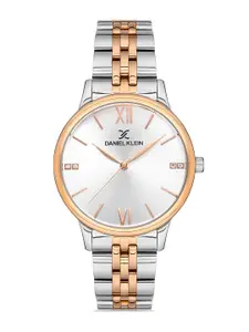 Daniel Klein Women Rose Gold-Toned Dial & Silver Toned Stainless Steel Bracelet Style Straps Analogue Watch
