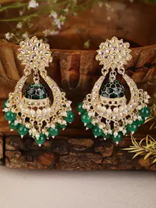 Shining Diva Green Classic Chandbalis Earrings