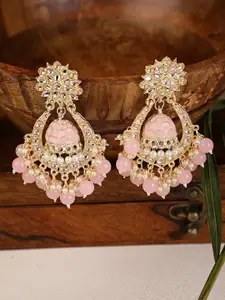 Shining Diva Pink Classic Chandbalis Earrings