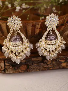 Shining Diva Grey Classic Chandbalis Earrings