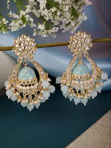 Shining Diva Women Grey & Gold-Toned Classic Chandbalis Earrings