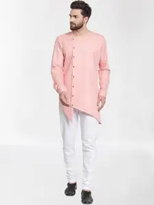 RG DESIGNERS Men Pink Angrakha Pure Cotton Kurti with Pyjamas